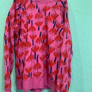 Hanna Andersson pink Red Floral Sweater sweatshirt 130 8